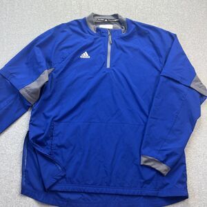 Adidas Mens Fielders Choice Convertible Jacket XL Blue Baseball Coach Pullover